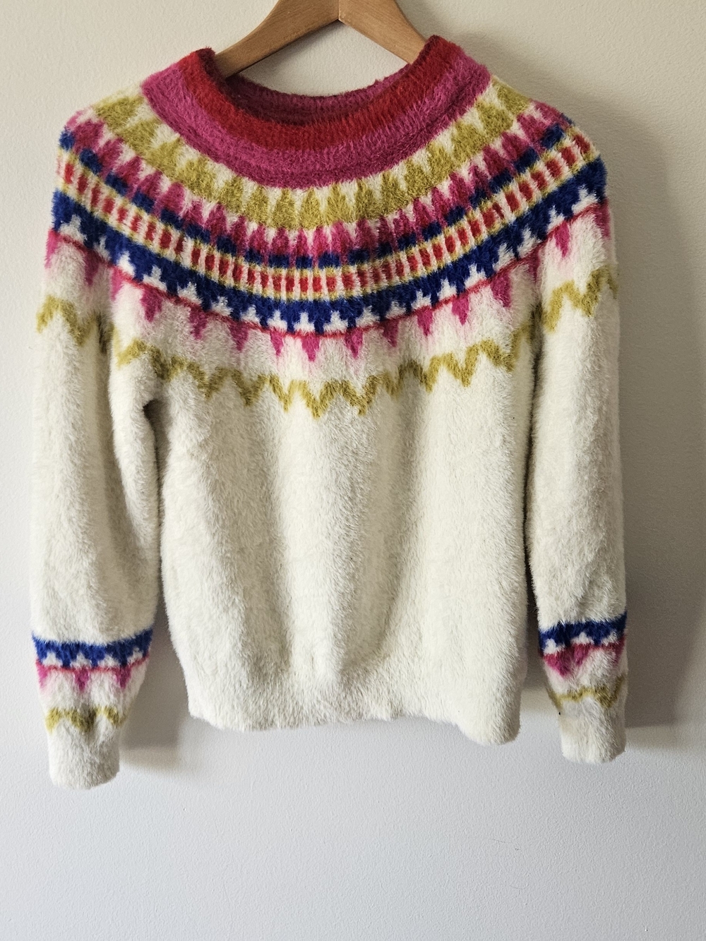 Cozy Multicolor Fair Isle Crewneck Sweater - Ivory